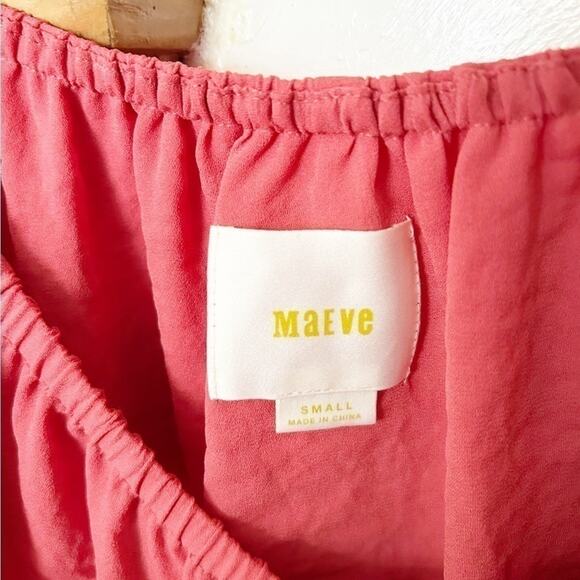 Anthropologie Maeve Coral Off The Shoulder Ruffle Islander Blouse Top Size S - Picture 3 of 6